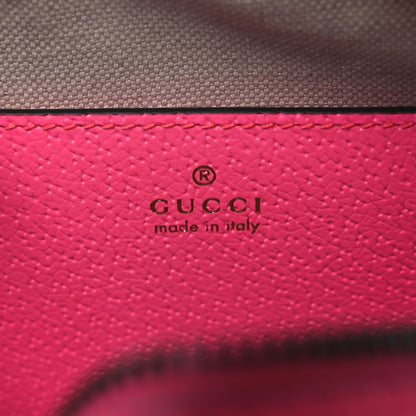 GG Supreme Monogram Textured Dollar Calfskin Web Ophidia Small Crossbody Bag Beige Ebony Fuchsia