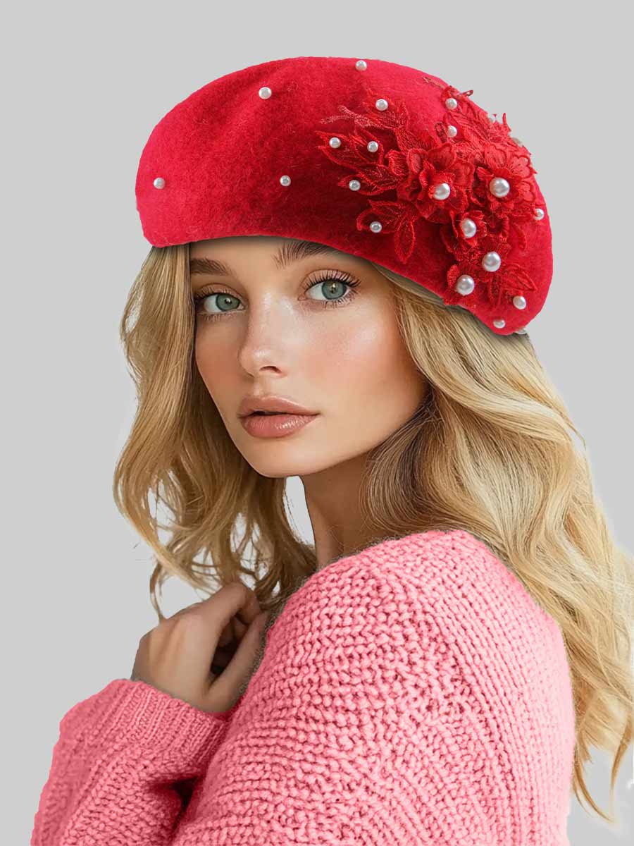 Mariana Pearl Beaded Lace Beret