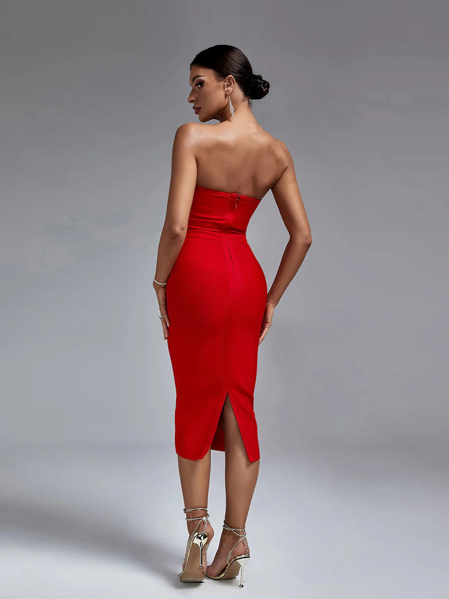Celeste Midi Dress In Red