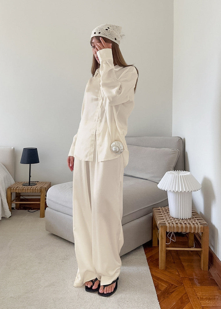 Satin Relaxed Shirt And Pants Two Piece Set