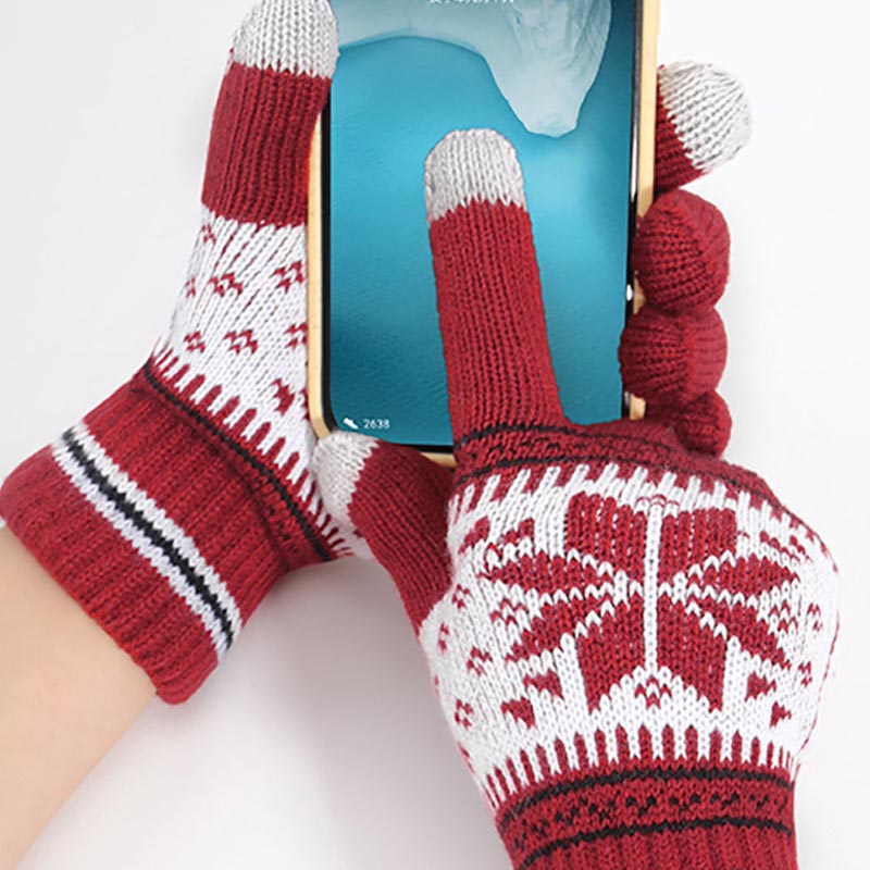 Winter Warm Snowflake Thicken Warm Knit Glove