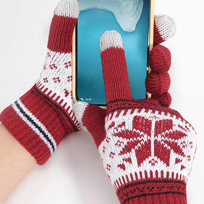 Winter Warm Snowflake Thicken Warm Knit Glove