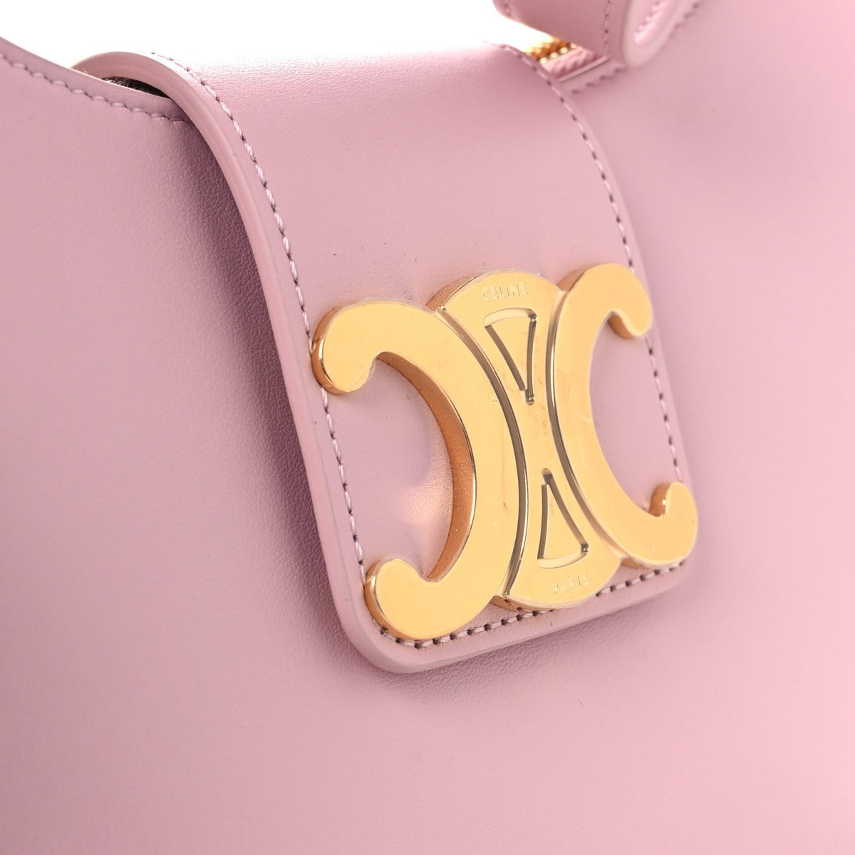 Smooth Calfskin Medium Strap Ava Triomphe Shoulder Pastel Pink