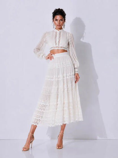 Dahlia Lace-Panel Cutout Maxi Skirt Set