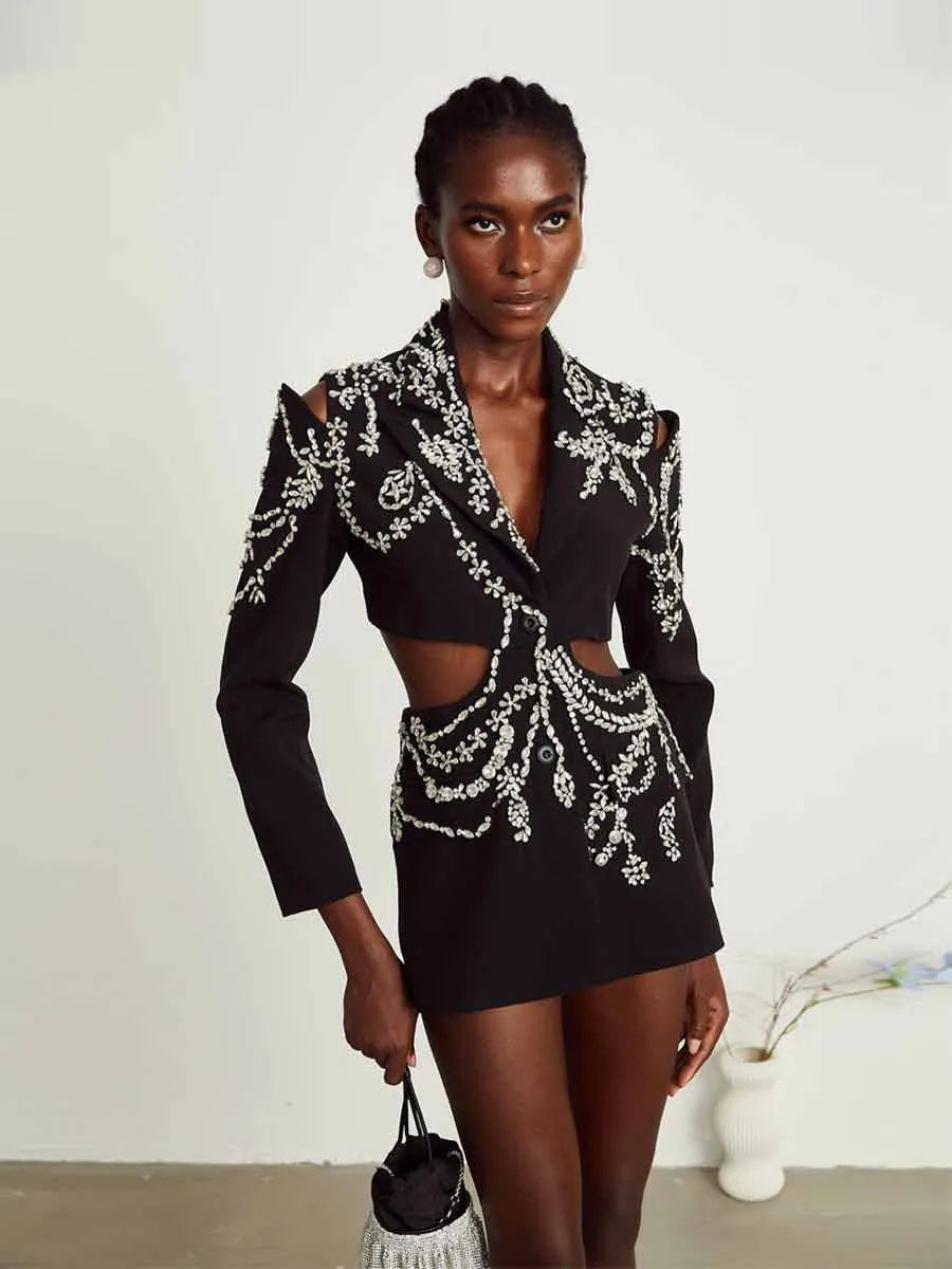 Cassandra Crystal-embellished Cut-out Blazer