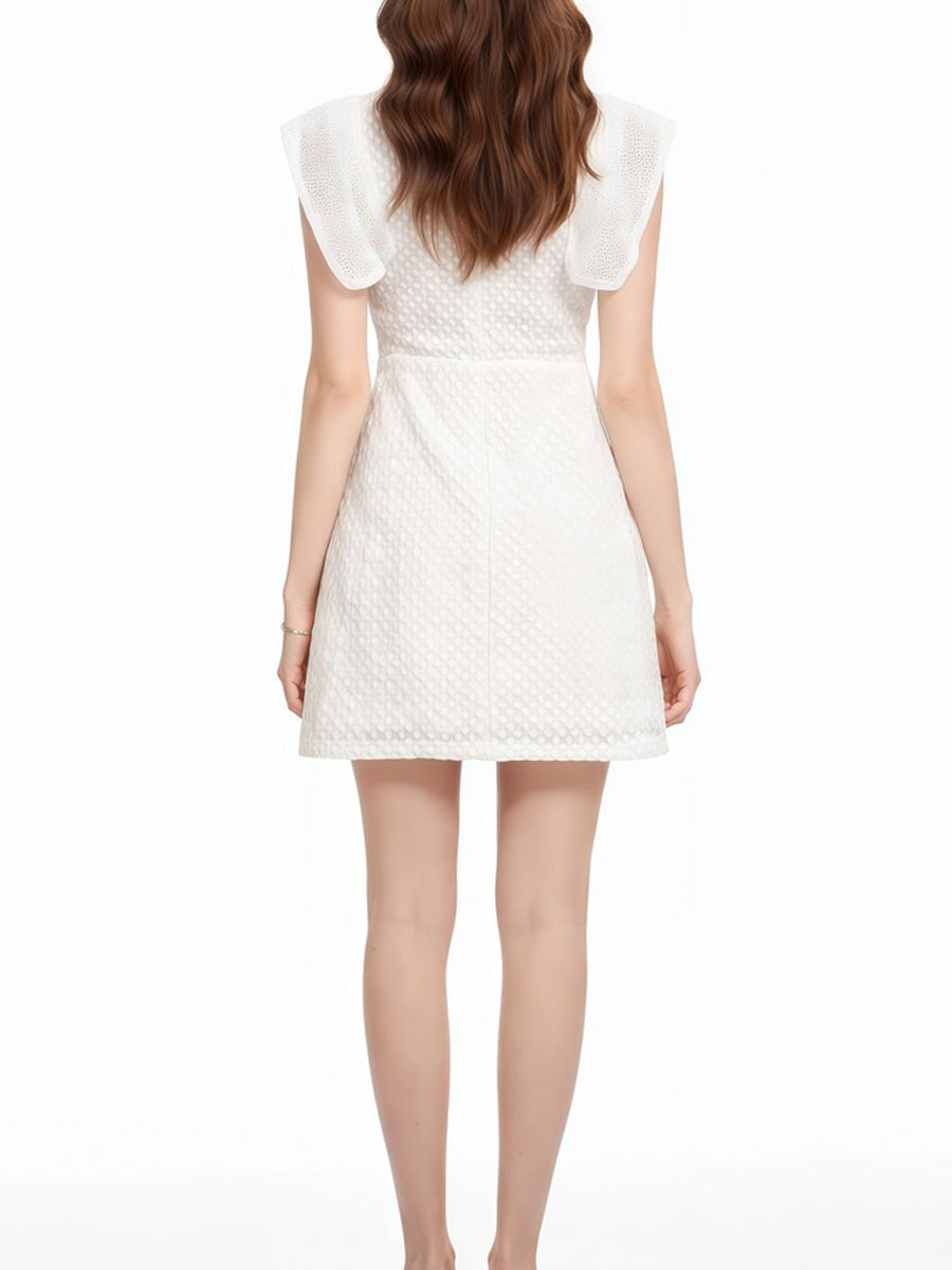 Isla Cap Sleeves White Embellished Mini Dress