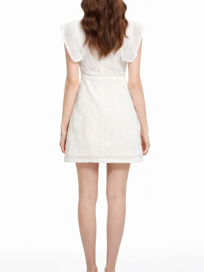 Isla Cap Sleeves White Embellished Mini Dress