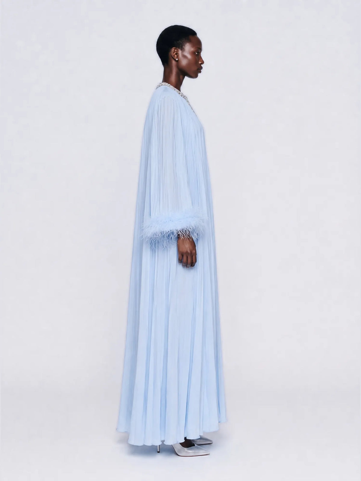 Brielle Rhinestone Embellished Pleated Maxi Dress