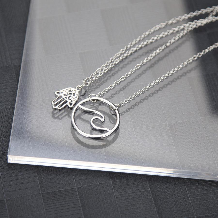 Fashion Alloy Palm Wave Multi-Layer Necklace