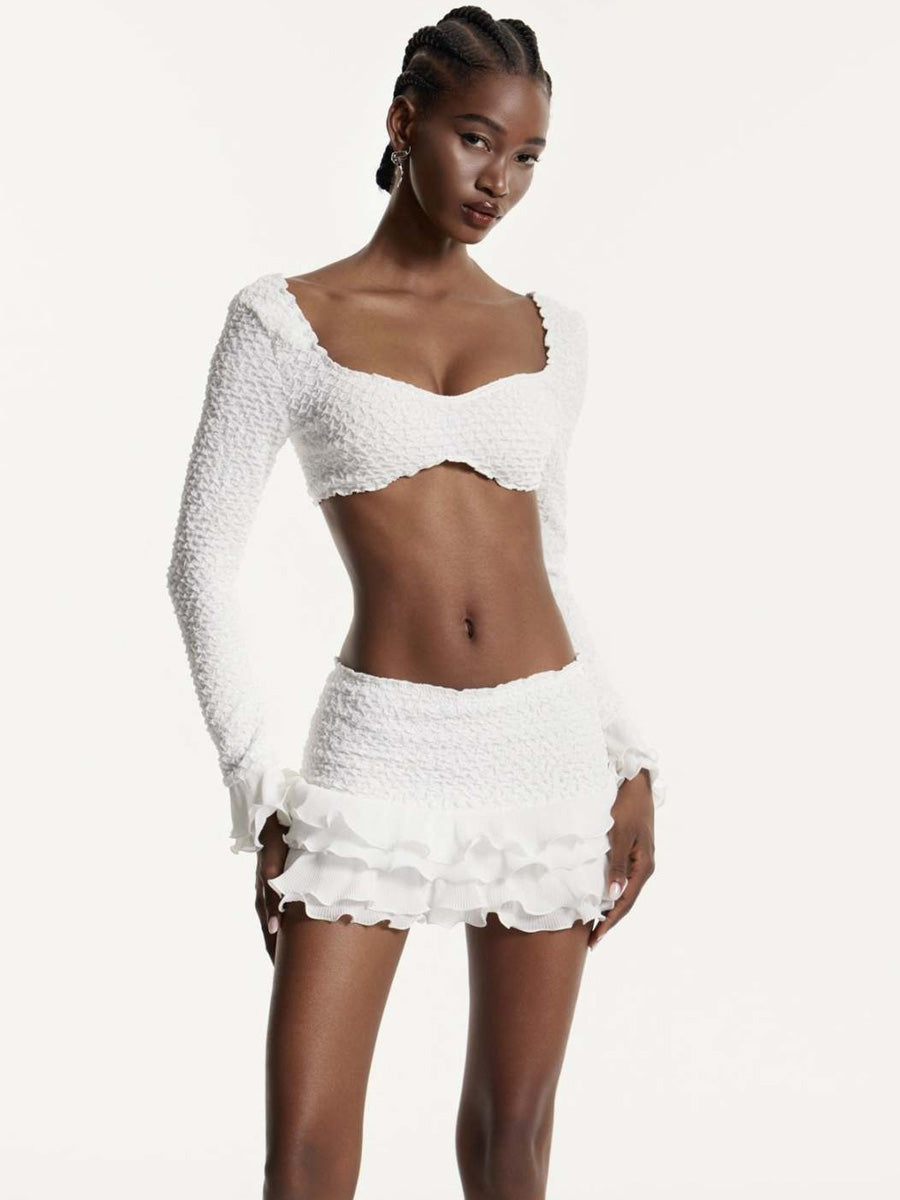 Anabella Long-Sleeved Ruffled Swimsuit Set
