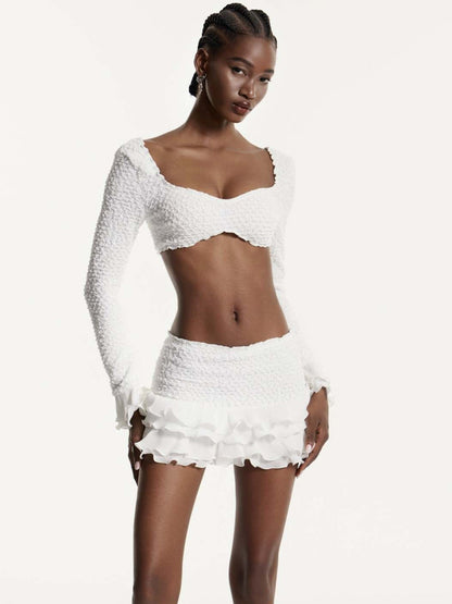 Anabella Long-Sleeved Ruffled Swimsuit Set