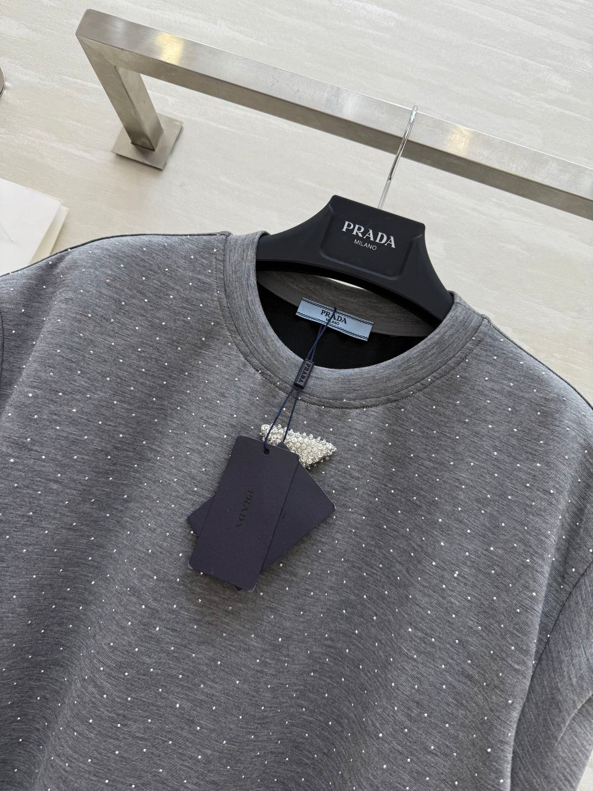 Prada 25 Diamond Dress Gray Cotton