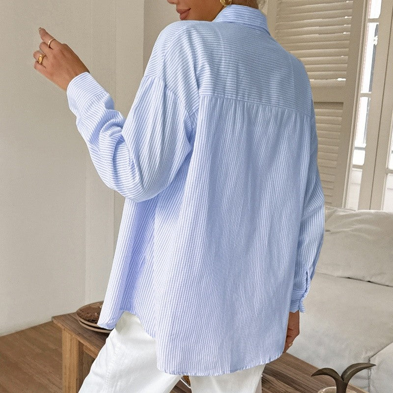 Striped Collar Long Sleeve Shirt