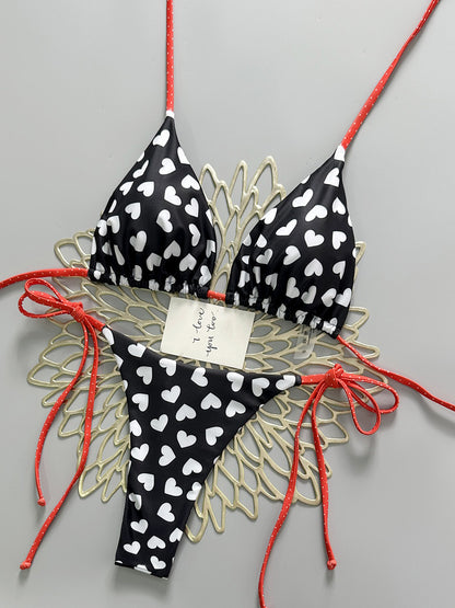 Adelaide Heart-Print Bikini Two Piece Set