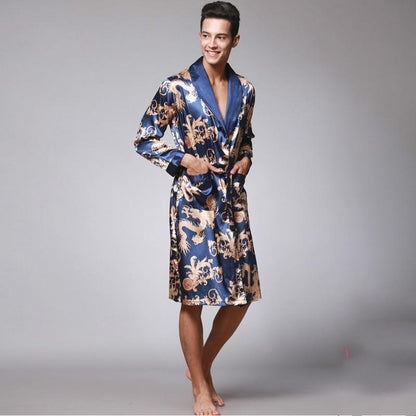 Silk Summer Men'S Nightgown Bathrobe