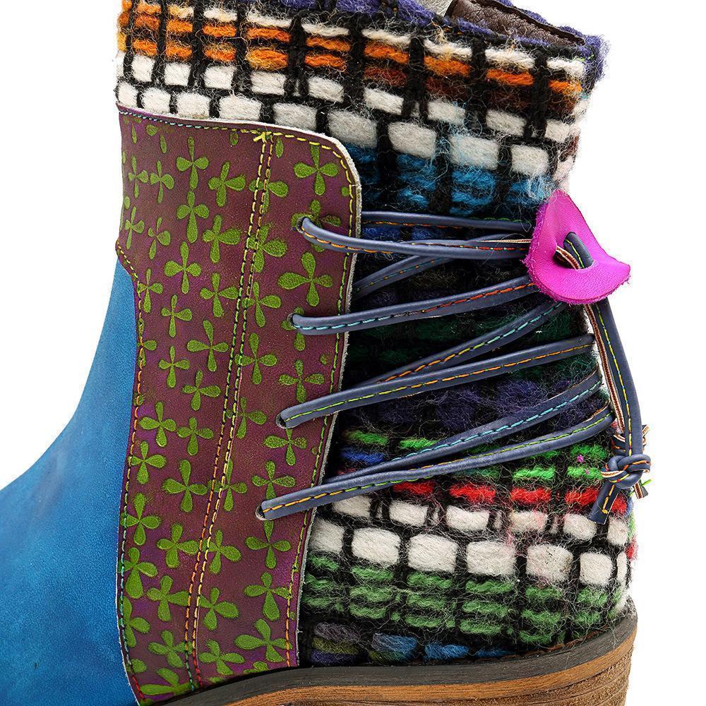 National Wind Round Toe Ankle Heels Shoes Mid-Heel Boots