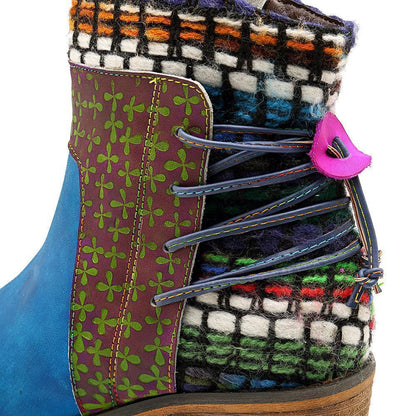 National Wind Round Toe Ankle Heels Shoes Mid-Heel Boots