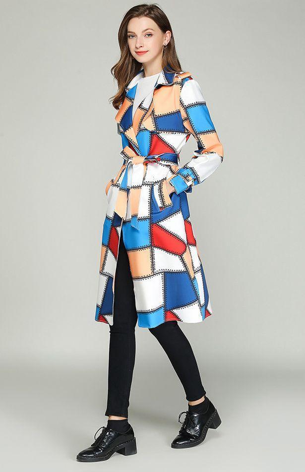 Autume Long Mid-Length Slim Waistband Fashion Casual Color Coat