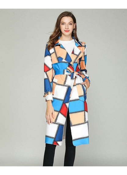 Autume Long Mid-Length Slim Waistband Fashion Casual Color Coat