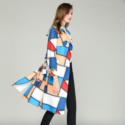 Autume Long Mid-Length Slim Waistband Fashion Casual Color Coat