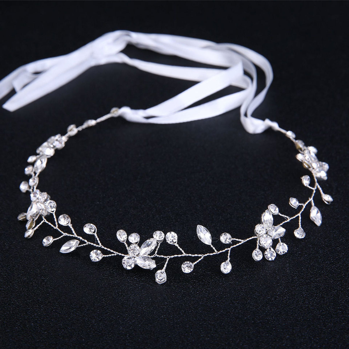 Bridal Headpiece Handmade Silver Rhinestone Headband Wedding Hair Accessory