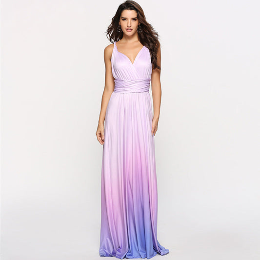 Cross Halter Sexy Strappy Gradient Dress