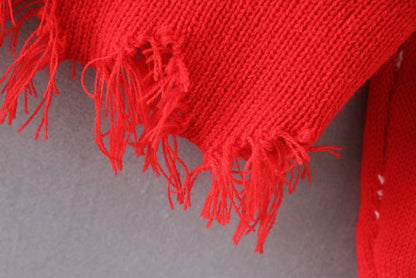 Autumn Long Sleeve Deep V Neck Star Tassels Sweater