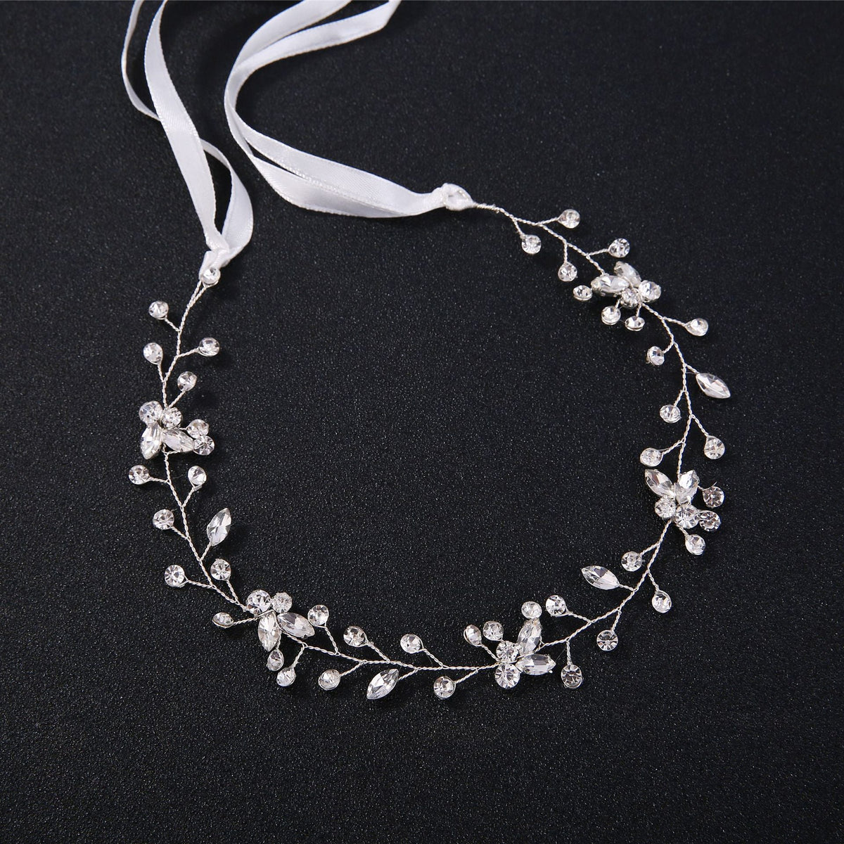 Bridal Headpiece Handmade Silver Rhinestone Headband Wedding Hair Accessory