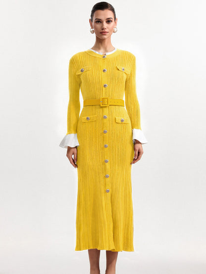 Mariana Classic Round Neck Long Sleeve Knit Maxi Dress