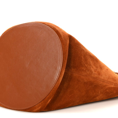 Suede Calfskin Medium Lotus Tote Caramel