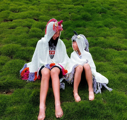 Autumn And Winter Cartoon Children Unicorn One-Piece Cap Cloak