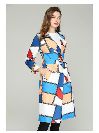Autume Long Mid-Length Slim Waistband Fashion Casual Color Coat