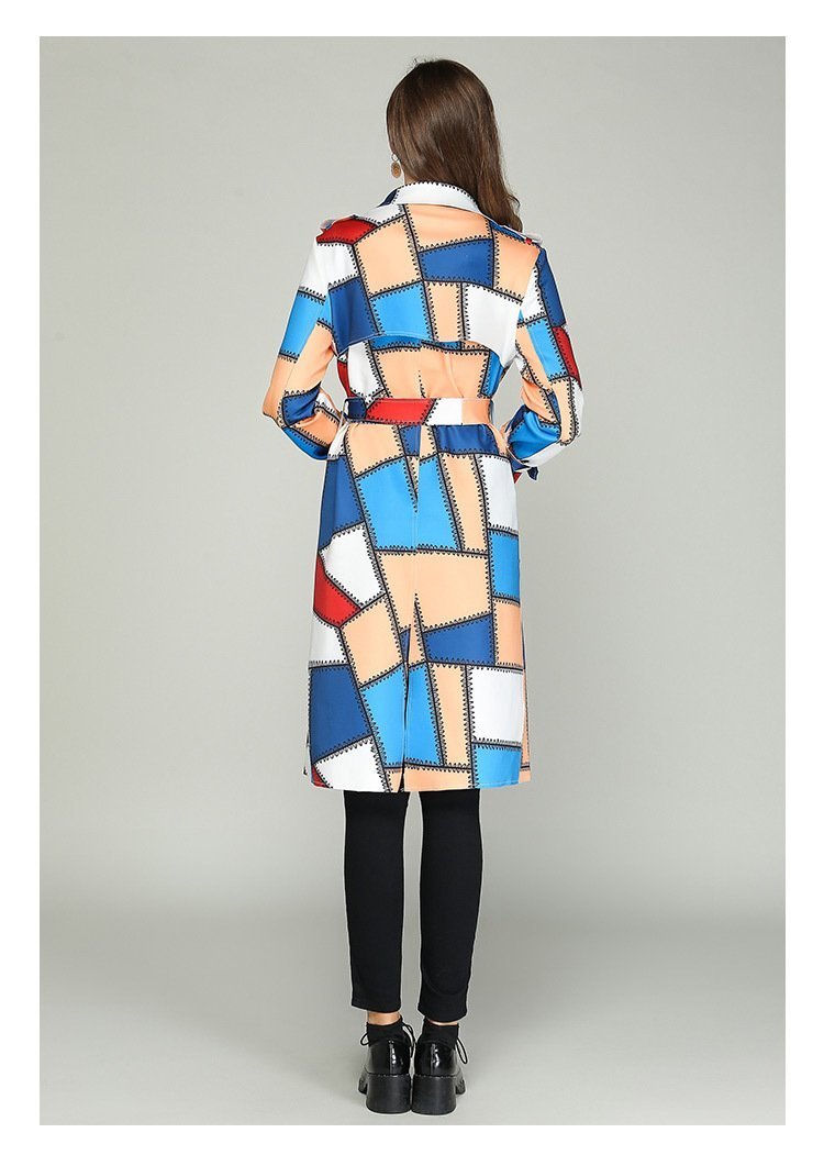 Autume Long Mid-Length Slim Waistband Fashion Casual Color Coat
