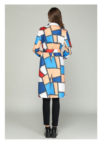 Autume Long Mid-Length Slim Waistband Fashion Casual Color Coat