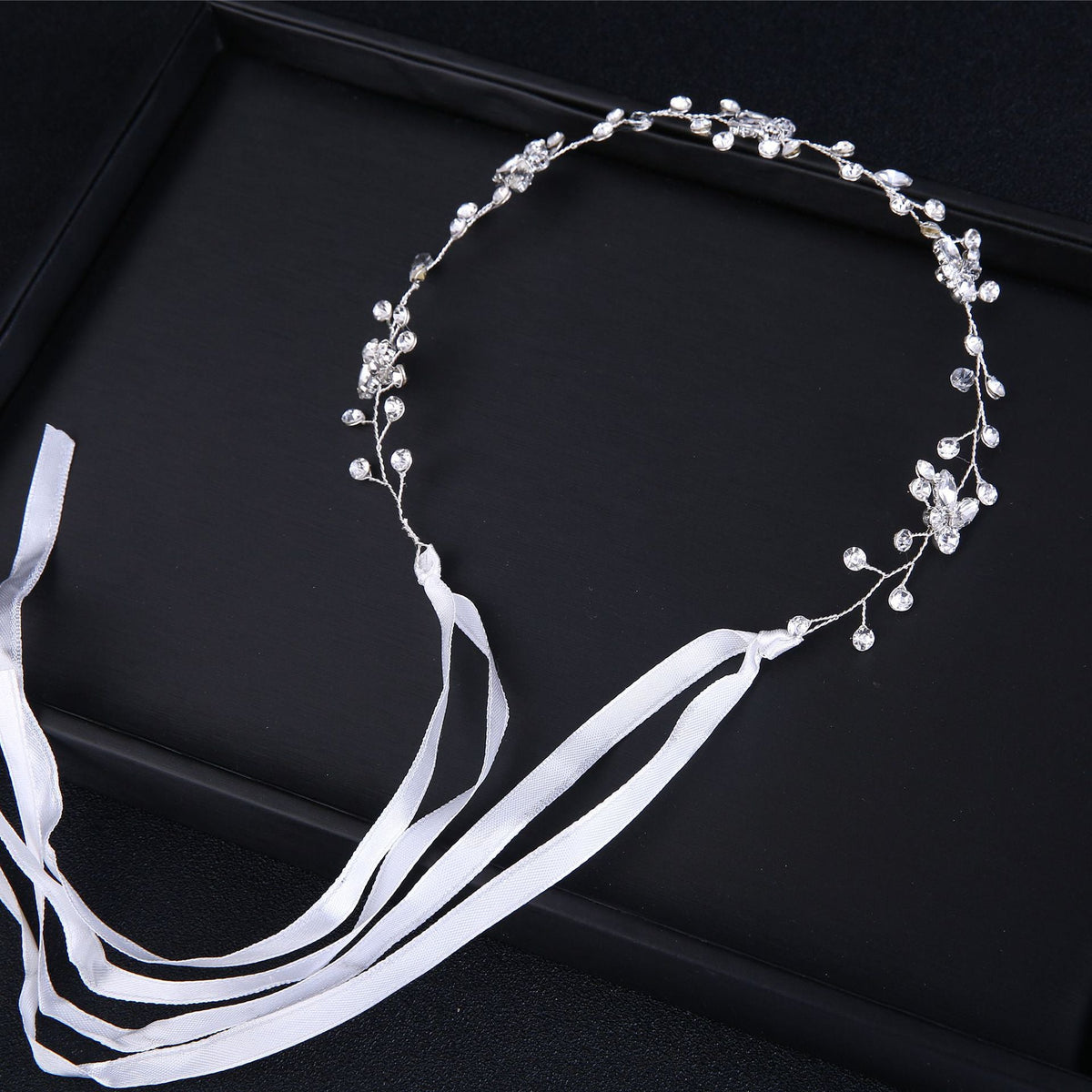 Bridal Headpiece Handmade Silver Rhinestone Headband Wedding Hair Accessory