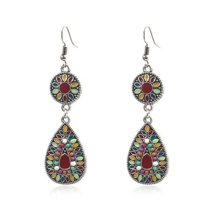Colorful Inlaid Rice Beads Drop Earrings