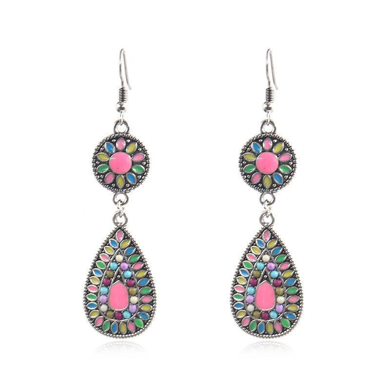 Colorful Inlaid Rice Beads Drop Earrings