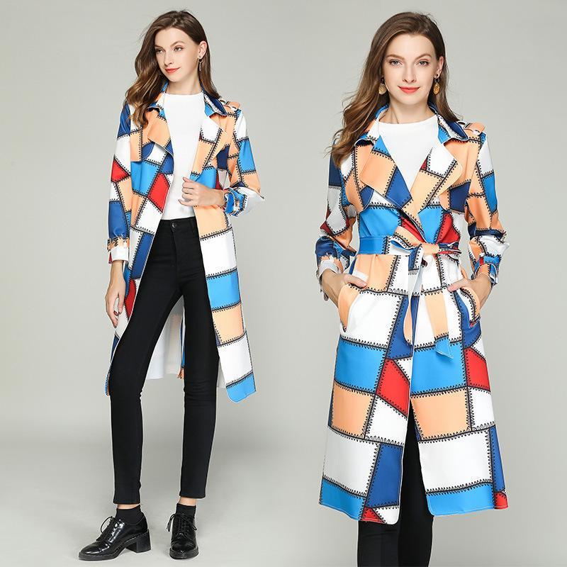 Autume Long Mid-Length Slim Waistband Fashion Casual Color Coat