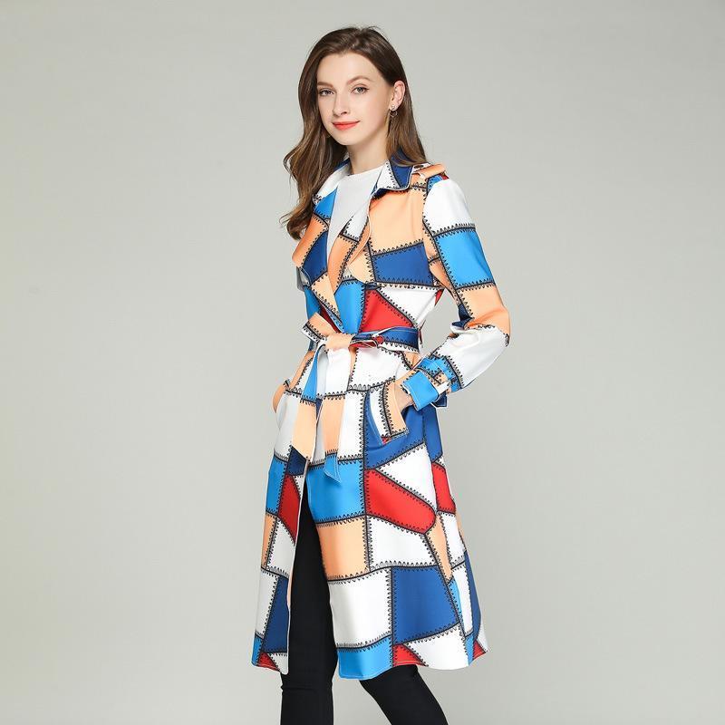 Autume Long Mid-Length Slim Waistband Fashion Casual Color Coat