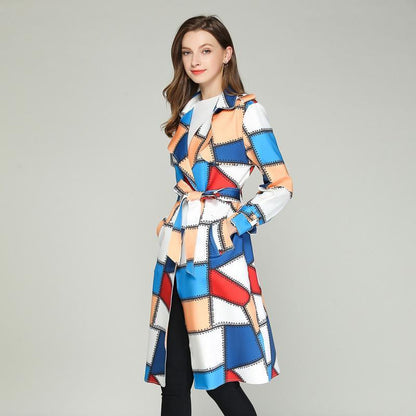 Autume Long Mid-Length Slim Waistband Fashion Casual Color Coat