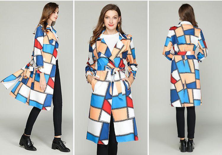 Autume Long Mid-Length Slim Waistband Fashion Casual Color Coat