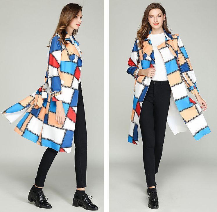 Autume Long Mid-Length Slim Waistband Fashion Casual Color Coat