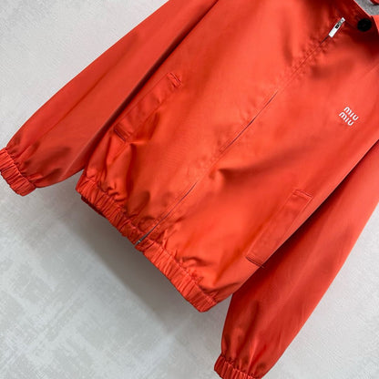 Miu Blouson Jacket Orange Twill Cotton 350413