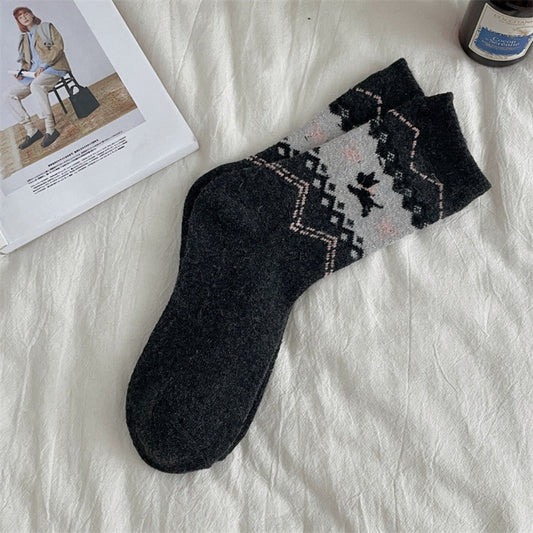 Rufia - Adorable Dog Pattern Thickened Mid-Calf Socks