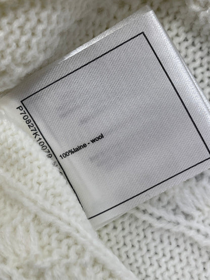 CHANEL 26 DIAMOND-PATTERNED LONG-SLEEVE WHITE CARDIGAN 335386