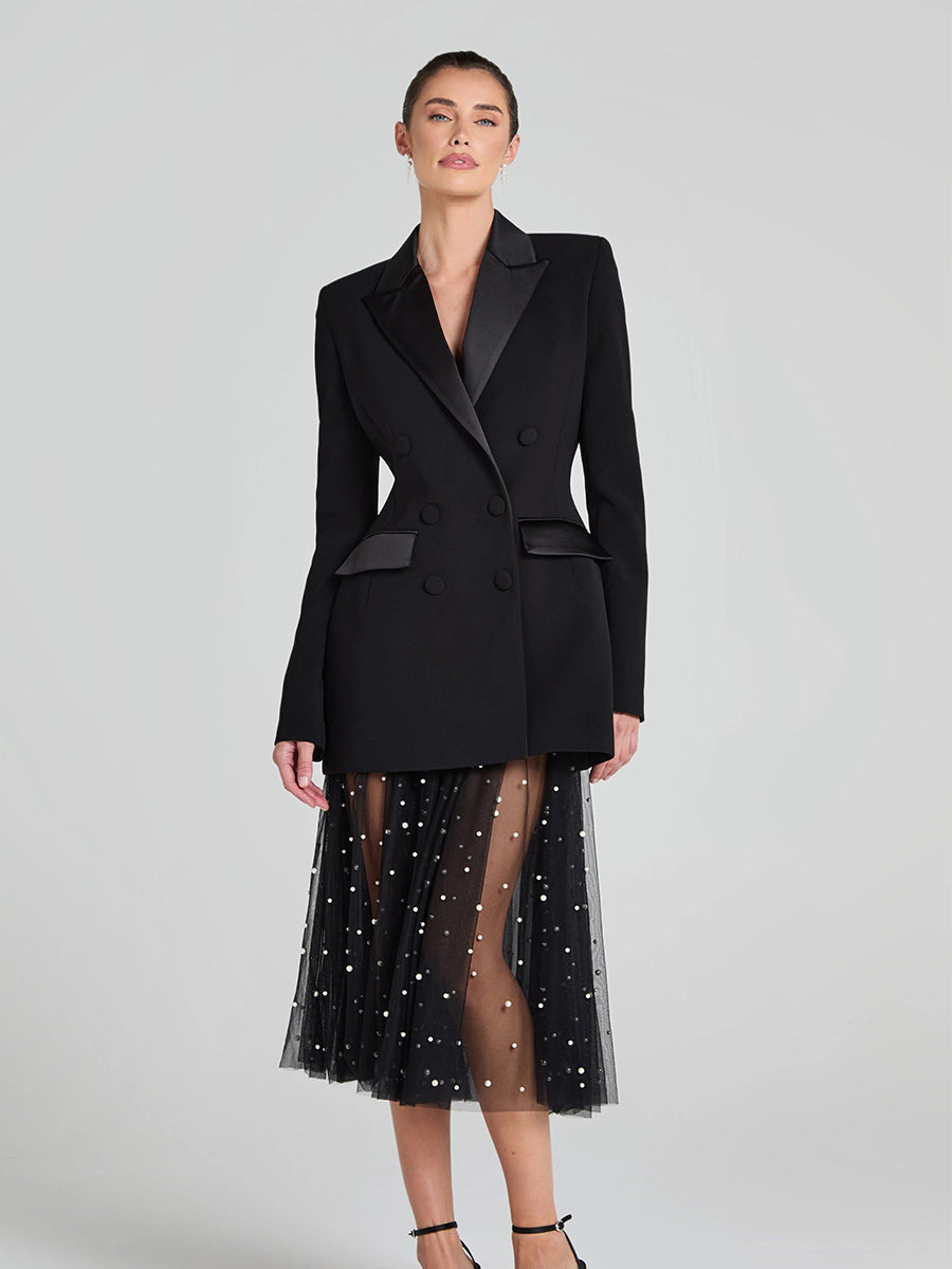 Naomi Double-breasted Blazer In Black