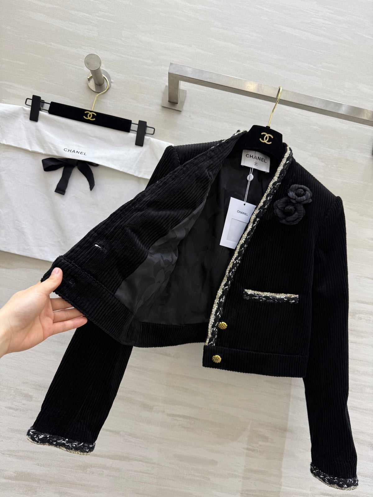 CC FW 25/26 Corduroy Jacket Black White Tweed 343352