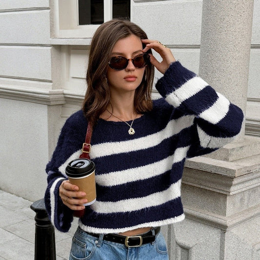 Striped Loose Fit Long Sleeve Sweater
