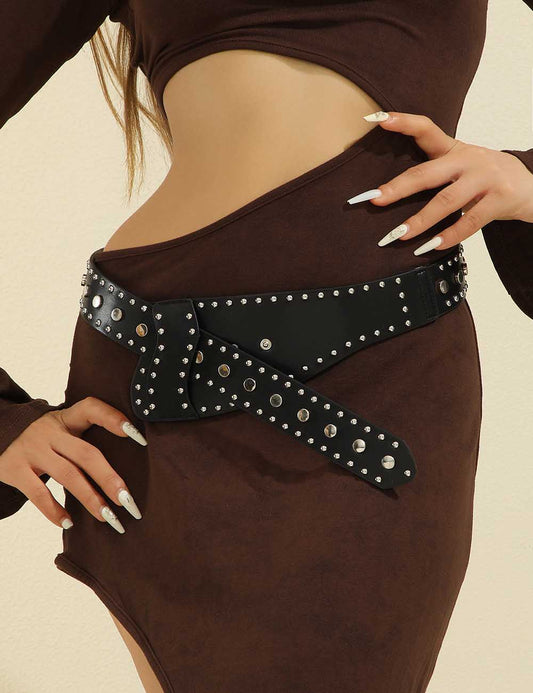 Metal Stud Irregular Punk Button Belt