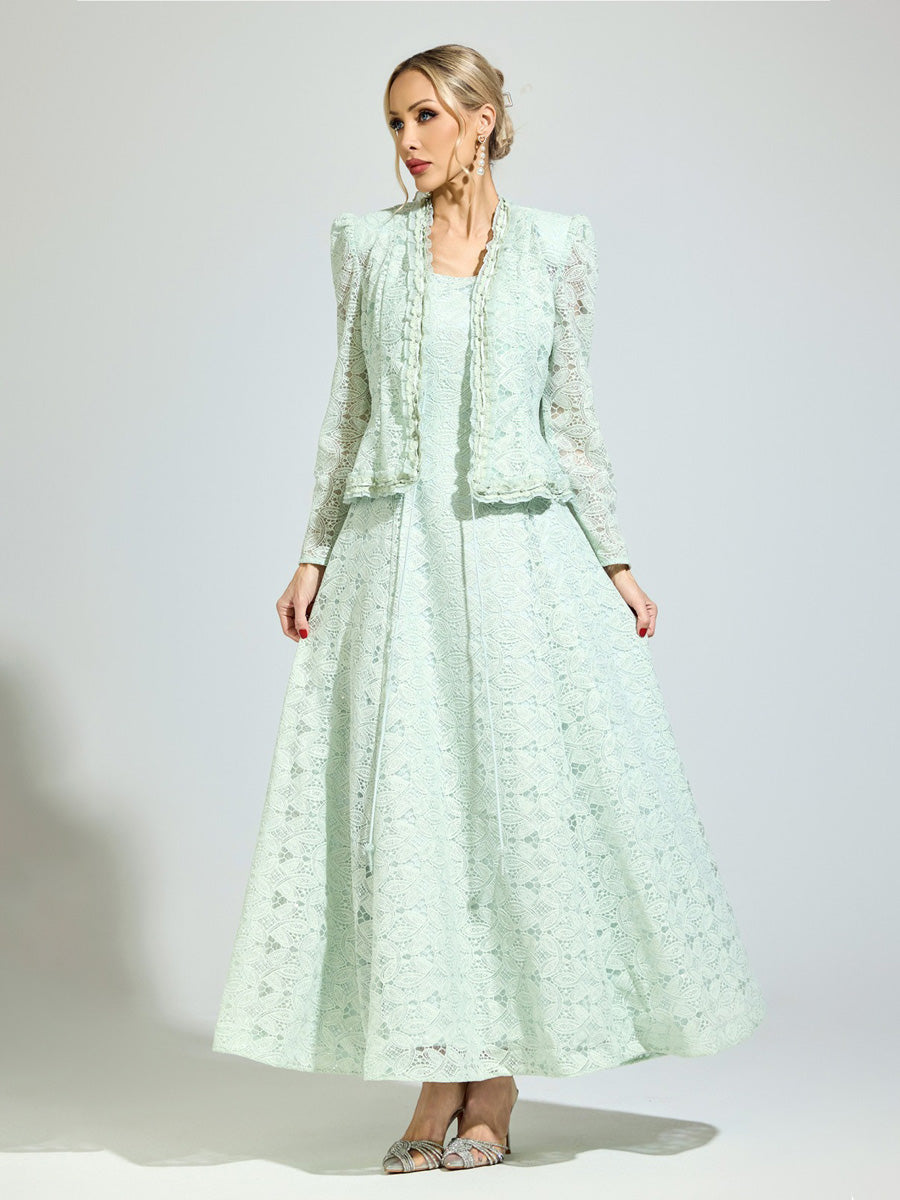 Estelle Elegant Green Two-Piece Lace Set